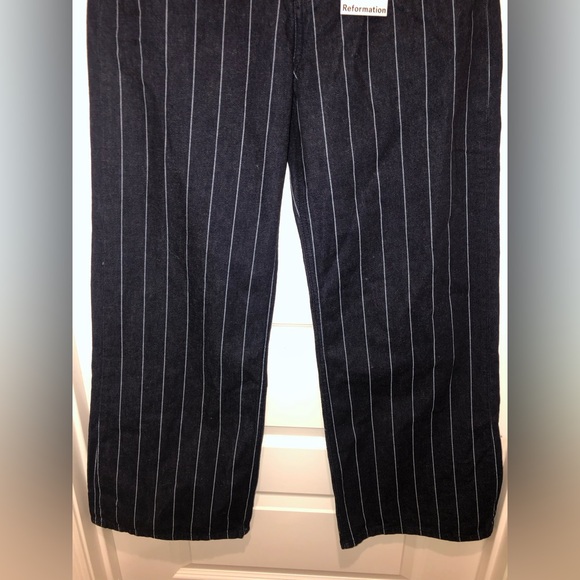 New Anthropologie x Reformation Cary Low-Rise Wide-Leg Pinstripe Lake Jeans 28 - Picture 8 of 12